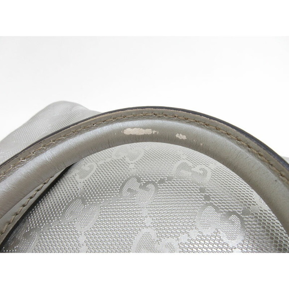 GUCCI GG Imprime Boston Bag Handbag Silver - Picture 7 of 11